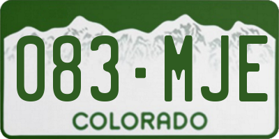 CO license plate 083MJE
