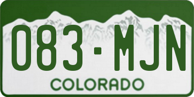 CO license plate 083MJN