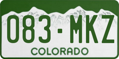 CO license plate 083MKZ