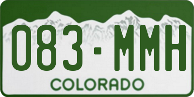 CO license plate 083MMH