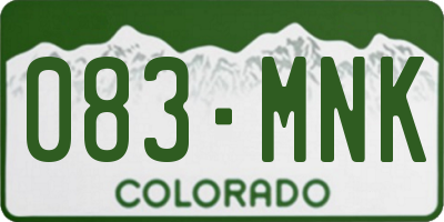 CO license plate 083MNK