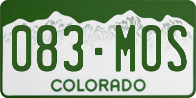 CO license plate 083MOS