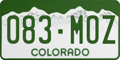 CO license plate 083MOZ