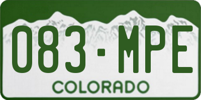 CO license plate 083MPE