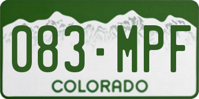 CO license plate 083MPF