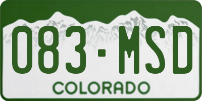CO license plate 083MSD