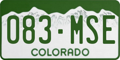 CO license plate 083MSE