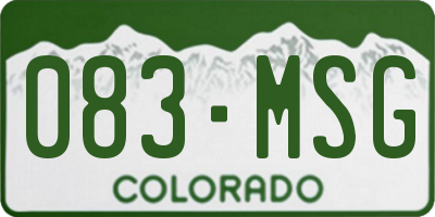 CO license plate 083MSG