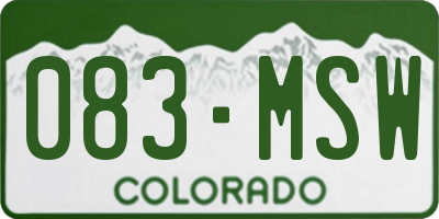 CO license plate 083MSW