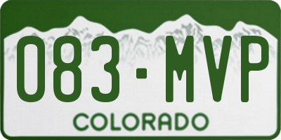 CO license plate 083MVP