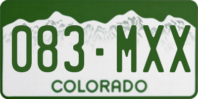 CO license plate 083MXX