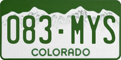 CO license plate 083MYS