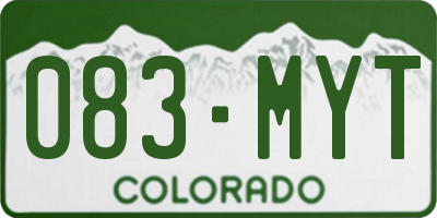 CO license plate 083MYT