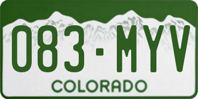 CO license plate 083MYV