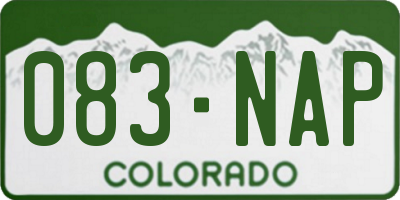 CO license plate 083NAP