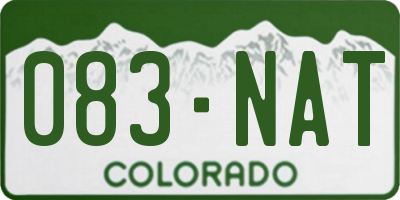 CO license plate 083NAT