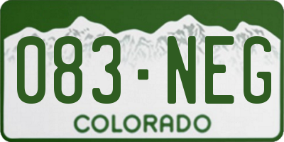 CO license plate 083NEG