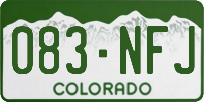 CO license plate 083NFJ