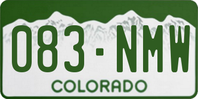CO license plate 083NMW
