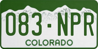 CO license plate 083NPR