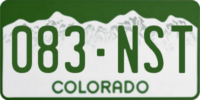 CO license plate 083NST