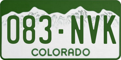 CO license plate 083NVK