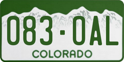 CO license plate 083OAL