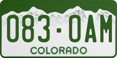 CO license plate 083OAM