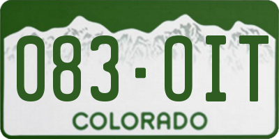CO license plate 083OIT