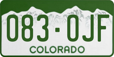 CO license plate 083OJF