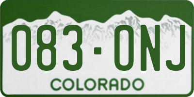 CO license plate 083ONJ