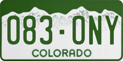 CO license plate 083ONY