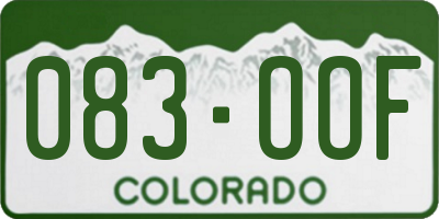 CO license plate 083OOF