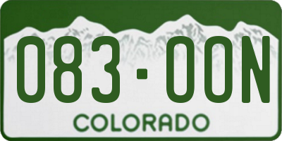 CO license plate 083OON