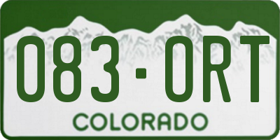 CO license plate 083ORT