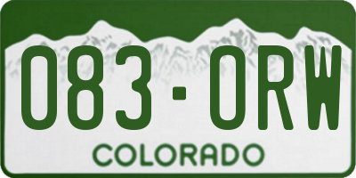 CO license plate 083ORW