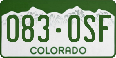 CO license plate 083OSF