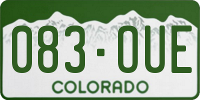 CO license plate 083OUE