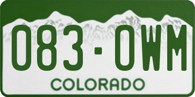CO license plate 083OWM