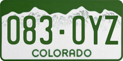 CO license plate 083OYZ