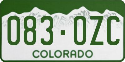 CO license plate 083OZC