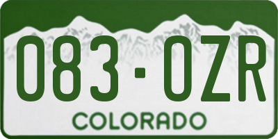 CO license plate 083OZR