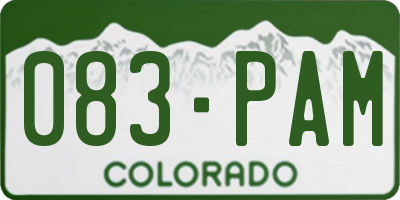 CO license plate 083PAM