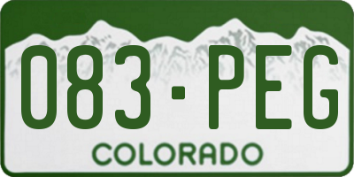 CO license plate 083PEG