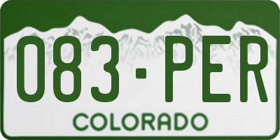 CO license plate 083PER