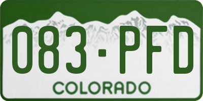 CO license plate 083PFD