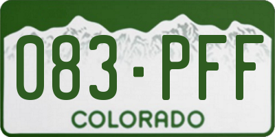 CO license plate 083PFF