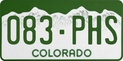 CO license plate 083PHS