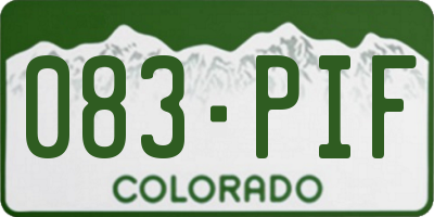 CO license plate 083PIF
