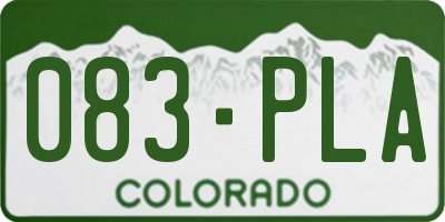 CO license plate 083PLA